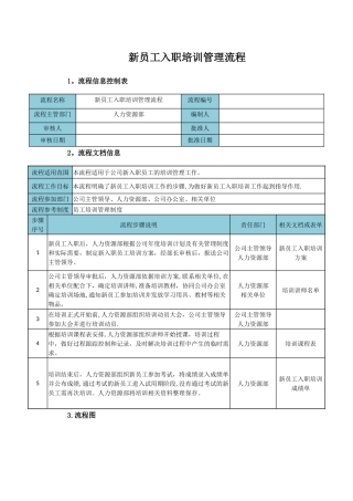 新员工入职培训流程图
