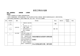 新员工带训计划表