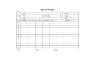 新员工培训计划表1