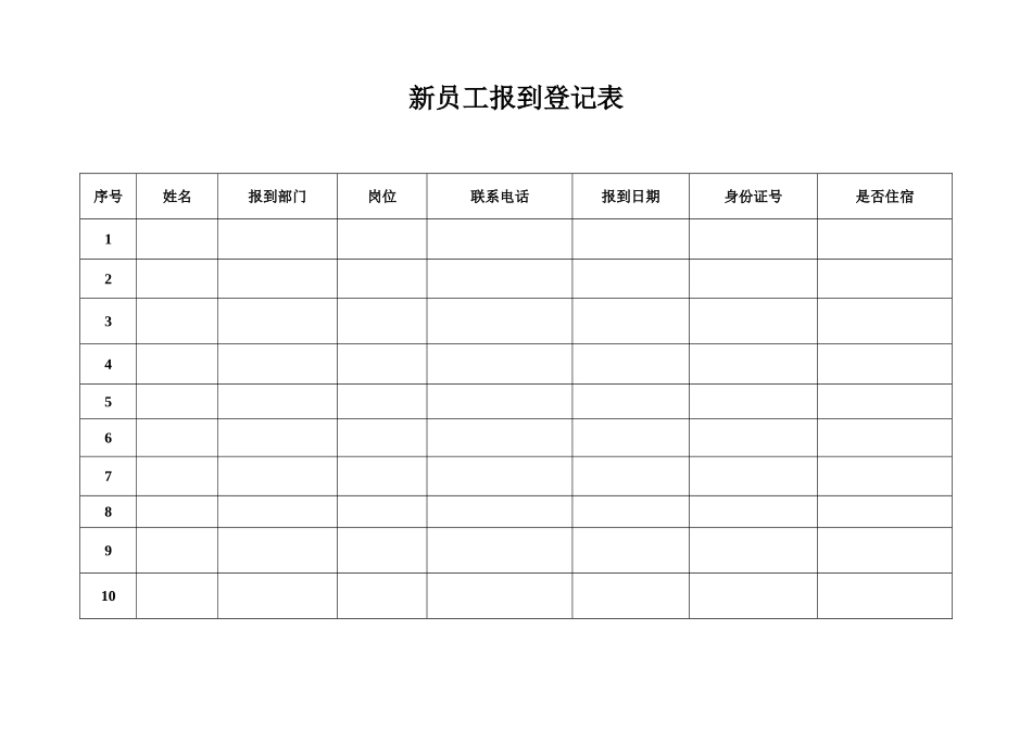 新员工报到登记表_第1页