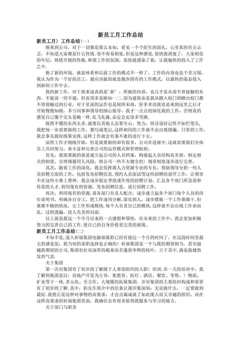 新员工月工作总结_第1页