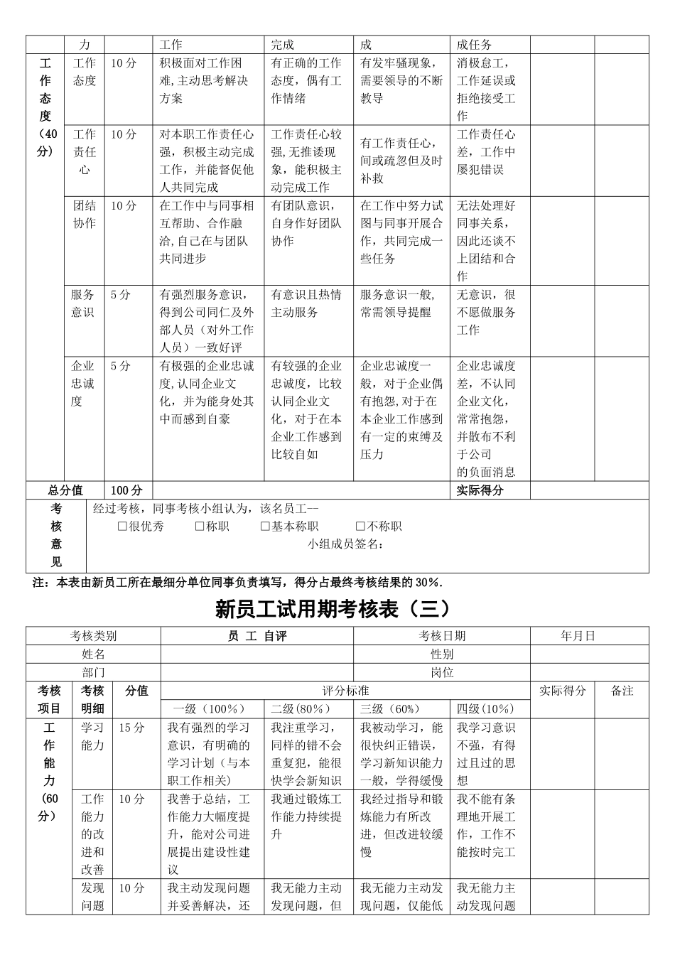 新员工试用期考核表53220_第3页