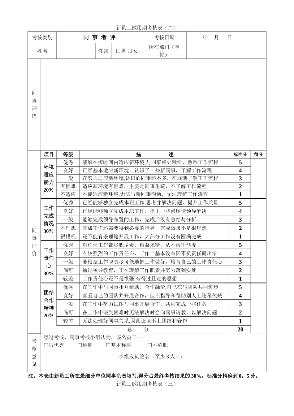 新员工试用期考核表3_第2页