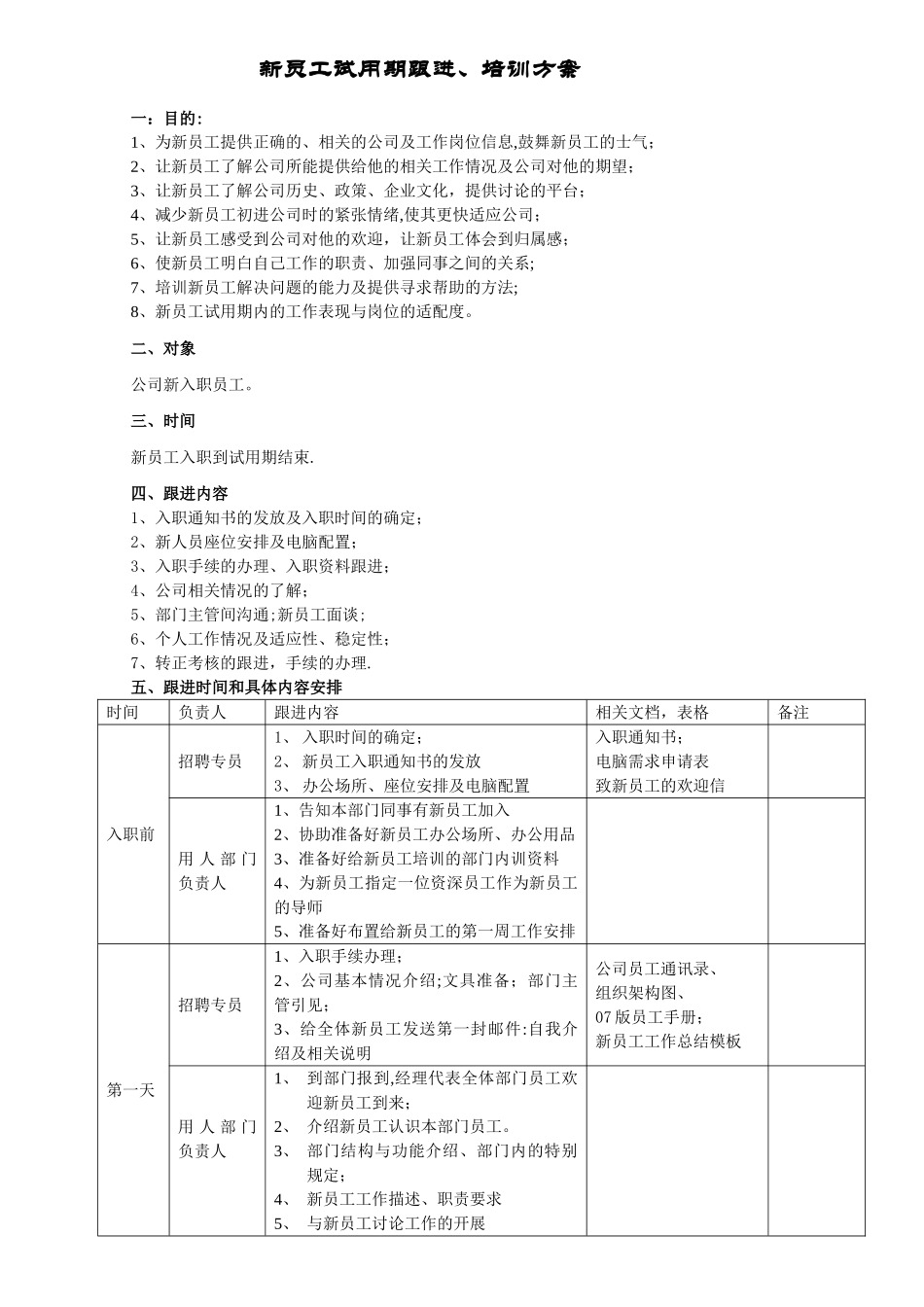 新员工试用期跟进计划方案_第1页