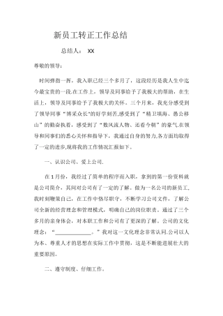 新员工转正工作总结