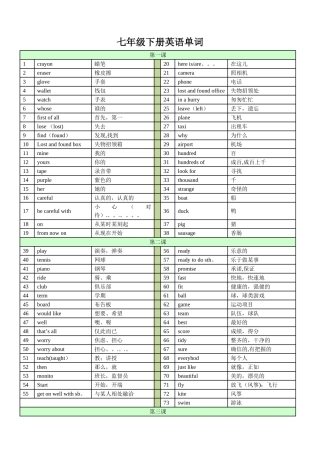 新外研版英语七年级下册单词表