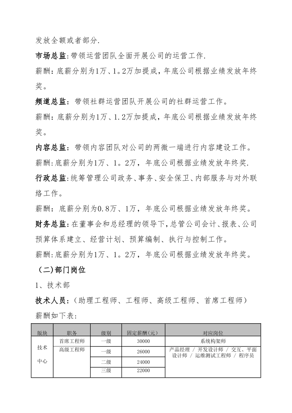 新媒体公司机构设置、薪酬方案及激励机制_第2页