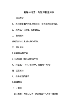 新媒体运营计划矩阵构建方案