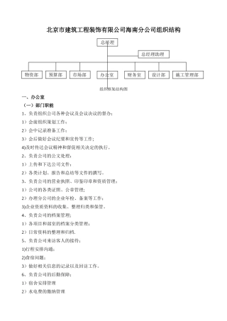 新成立的工程装修公司组织结构