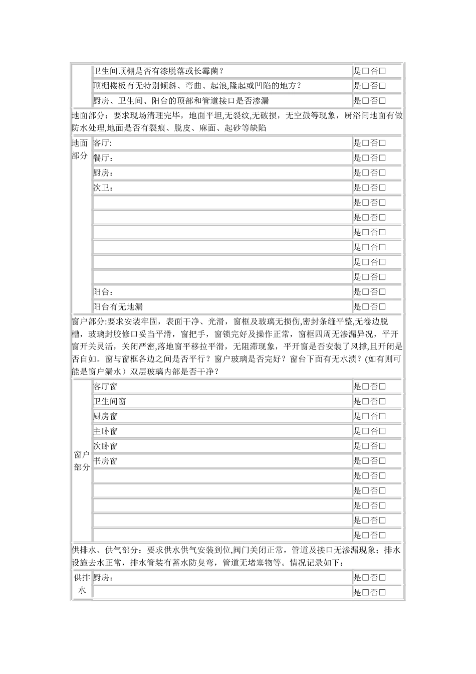新房验房详细表格以及注意事项_第2页