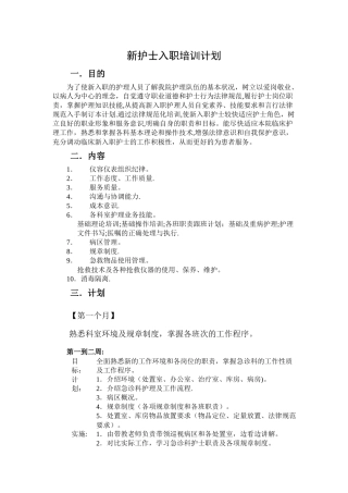 新护士入科培训计划
