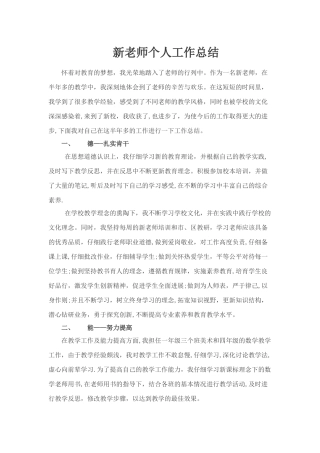 新教师个人工作总结