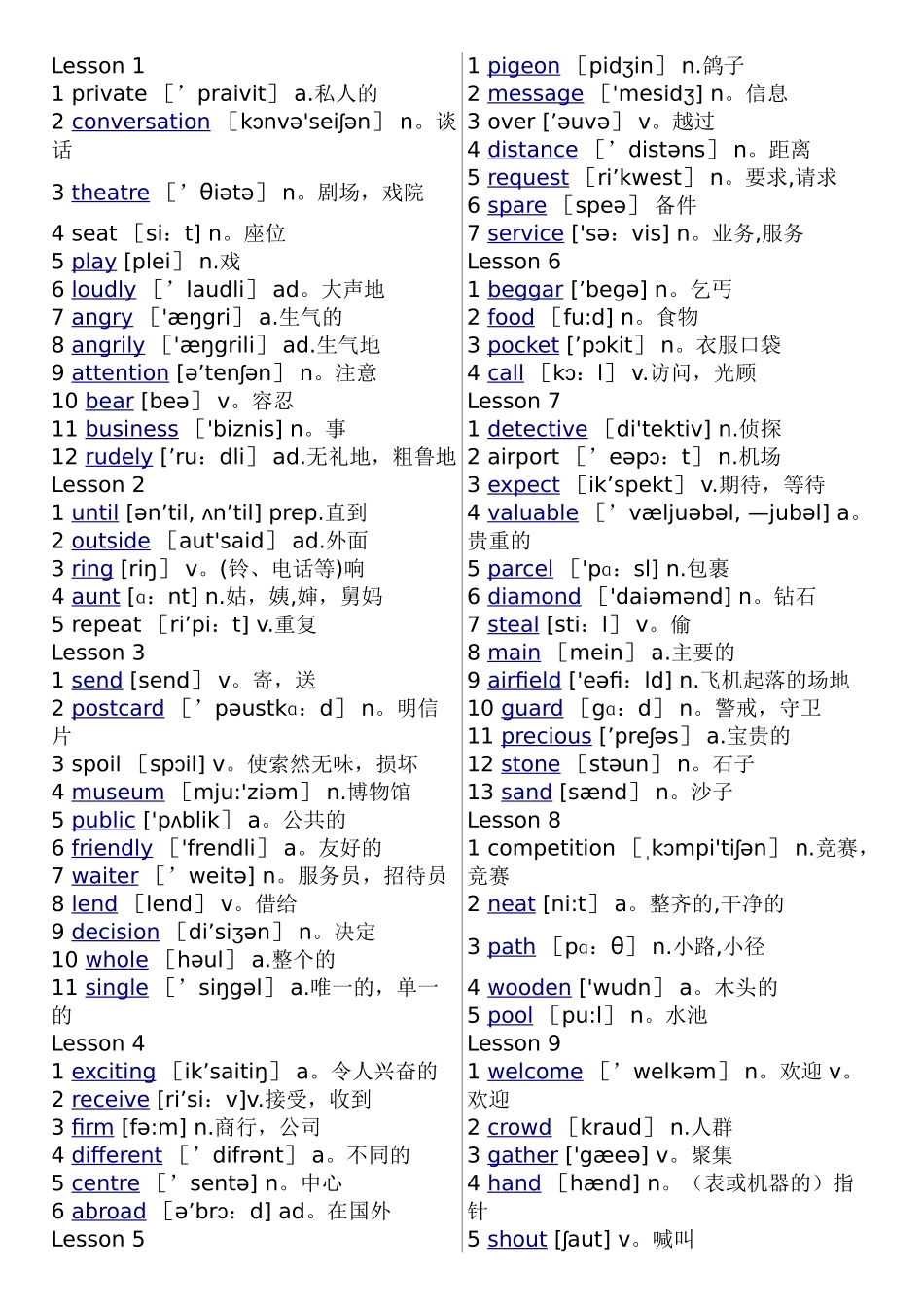 新概念英语第二册词汇表_第1页