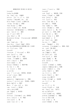 新概念英语青少版1B单词表词汇
