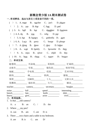 新概念青少版1A期末测试卷