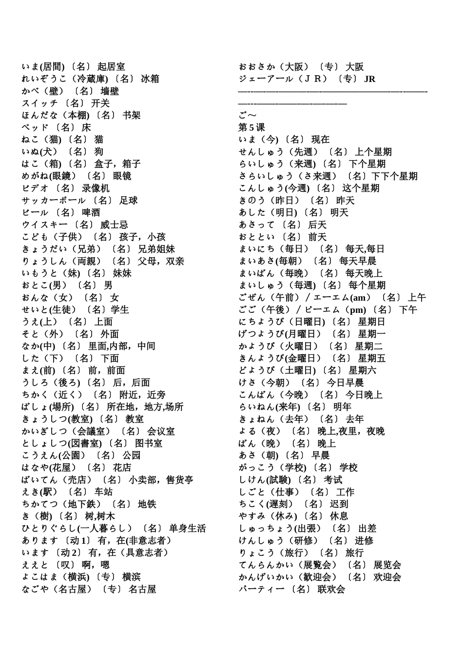 新版中日交流标准日本语初级-上下册词汇表_第3页