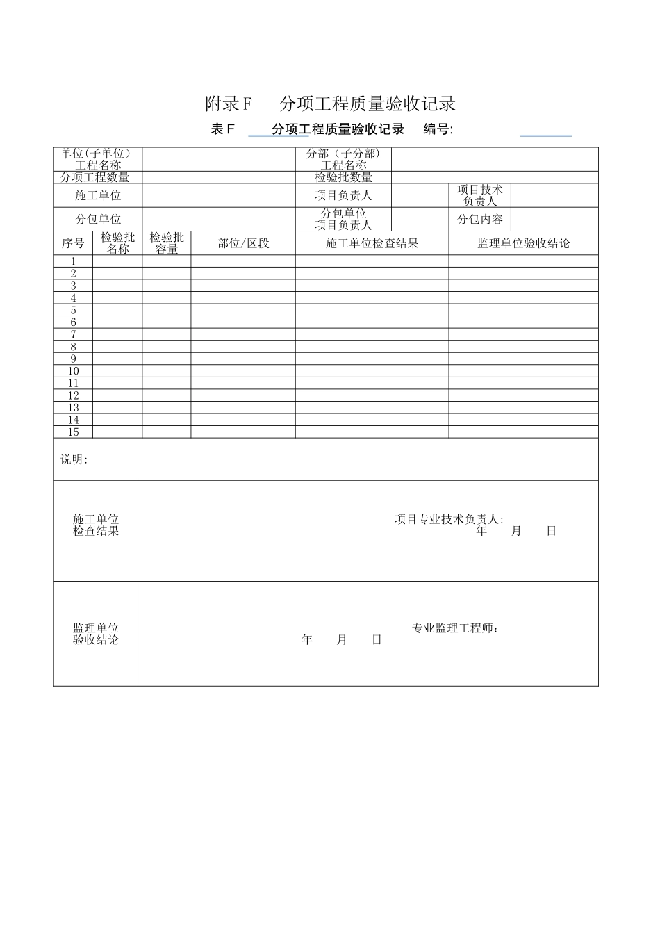 新版分项工程质量验收记录表填表说明_第1页