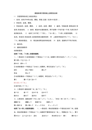 新版标准日本语初级上册语法总结