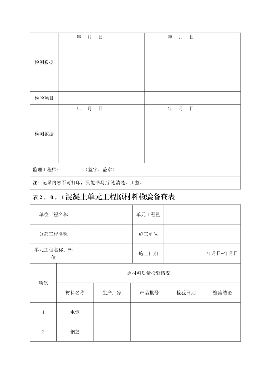 新版水利工程质量评定备查资料表格_第3页