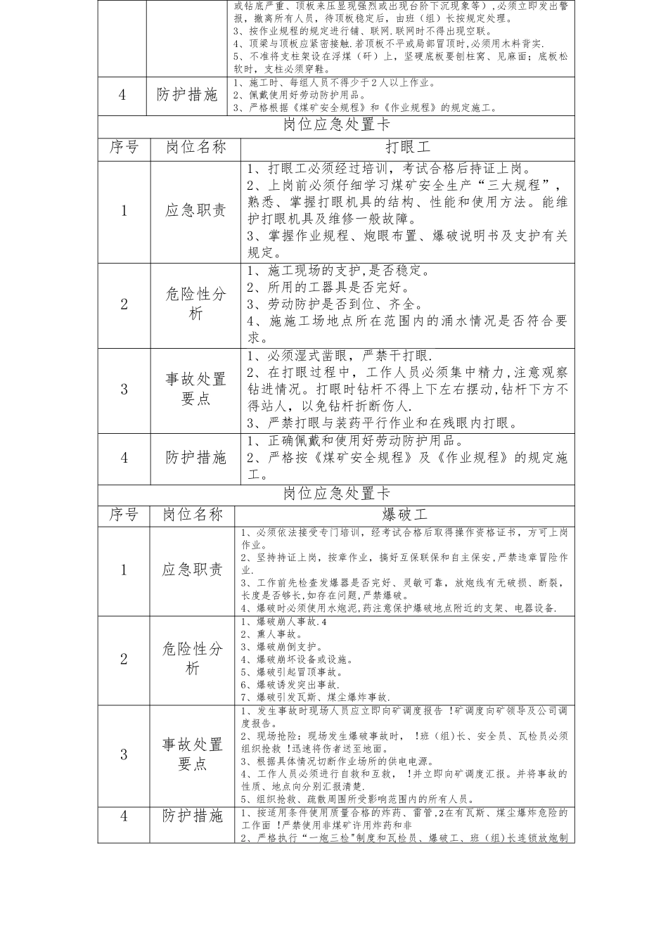 新版煤矿岗位应急处置卡_第2页
