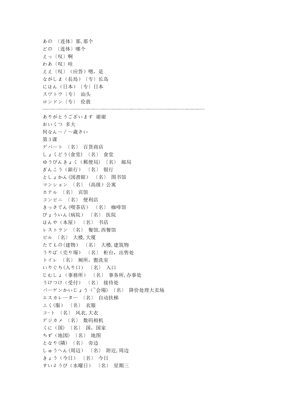 新版标准日本语初级单词表上下册_第3页