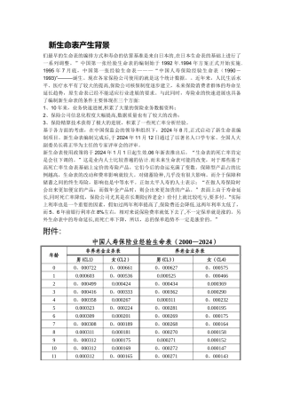 新生命表相关