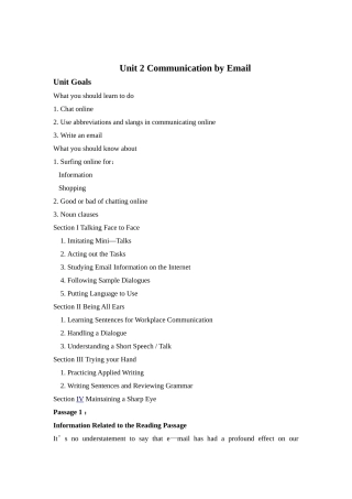 新编实用英语综合教程2--Unit-2-Communication-by-Email教案