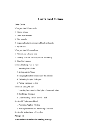 新编实用英语综合教程2--Unit-5-Food-culture教案