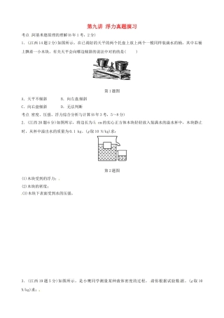 2025年江西专版中考物理总复习第九讲浮力真题演练