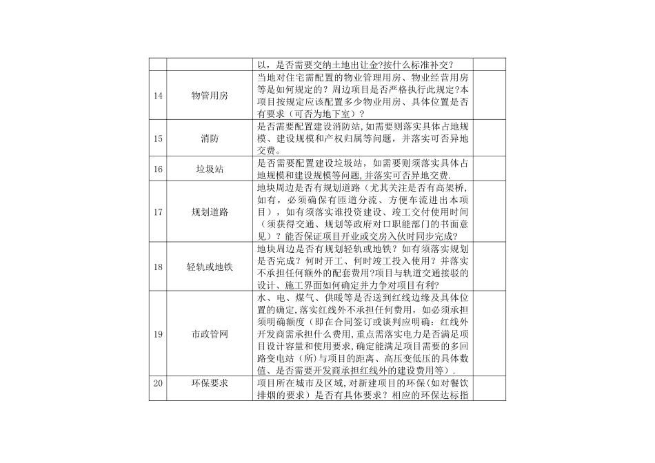 新项目拿地前须关注或落实事项一览表_第3页