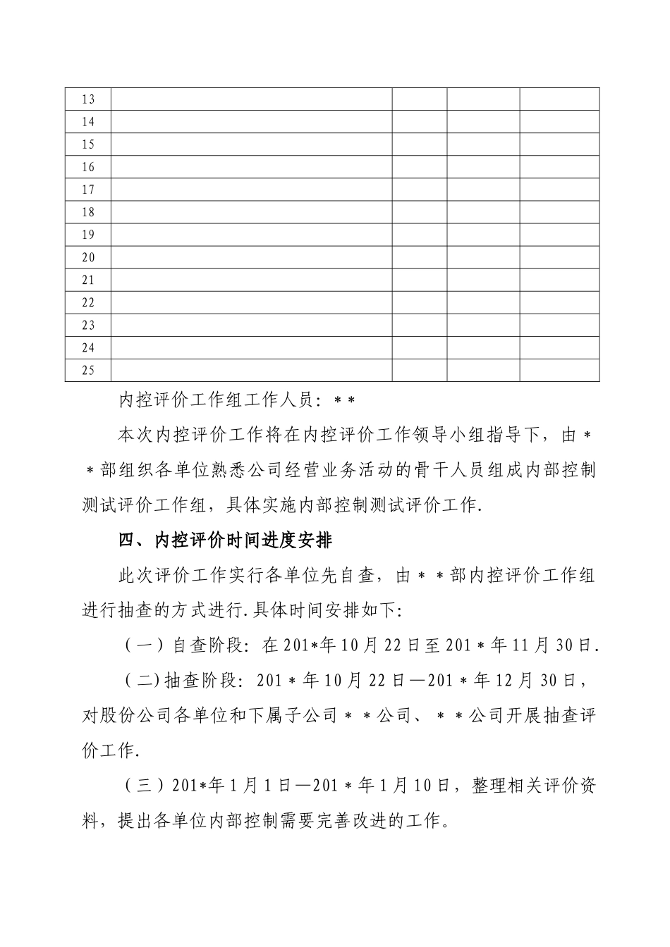 方案—内部控制自我评价工作方案_第3页