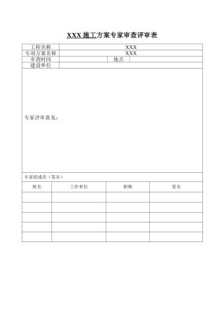方案专家审查评审表