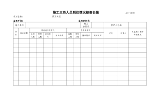 施工三类人员到位情况核查台帐