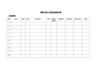 施工人员进场登记表