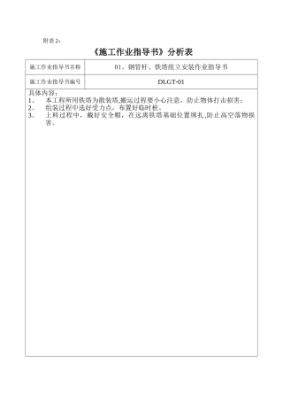 施工作业指导书差异化分析表