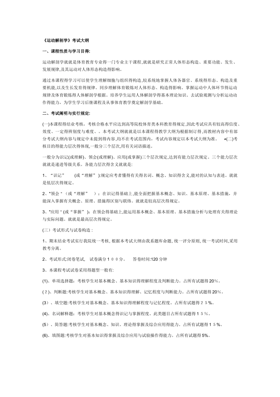 2025年《运动解剖学》考试大纲汇总_第1页