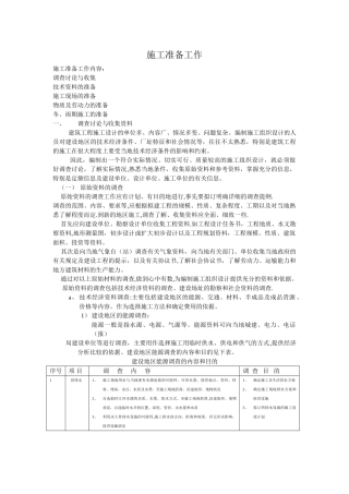 施工准备工作内容