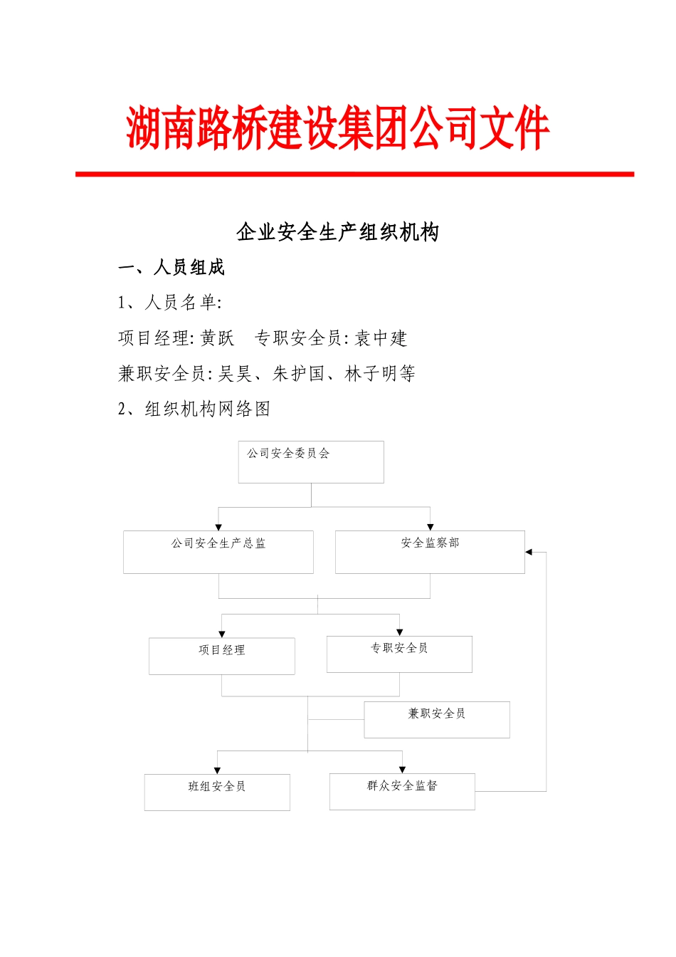 施工单位安全生产组织机构_第1页