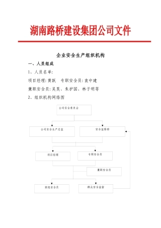 施工单位安全生产组织机构
