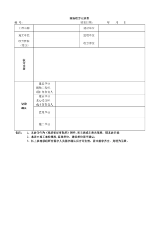 施工单位现场收方记录表