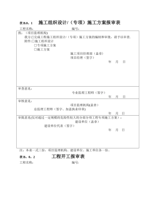 施工单位用表