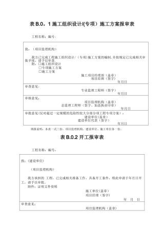 施工单位用监理报审表式