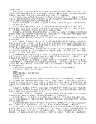 施工员试用期工作小结