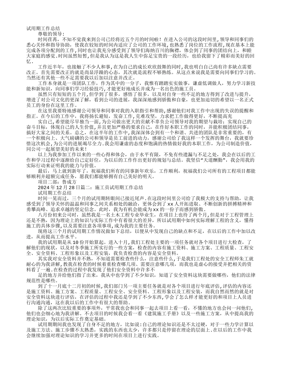 施工员转正工作总结_第1页