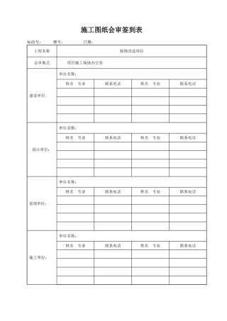 施工图纸会审记录模板
