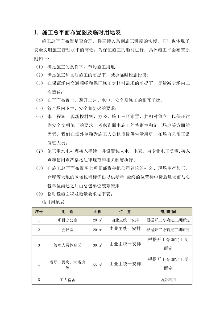 施工总平面布置图及临时用地表_第1页