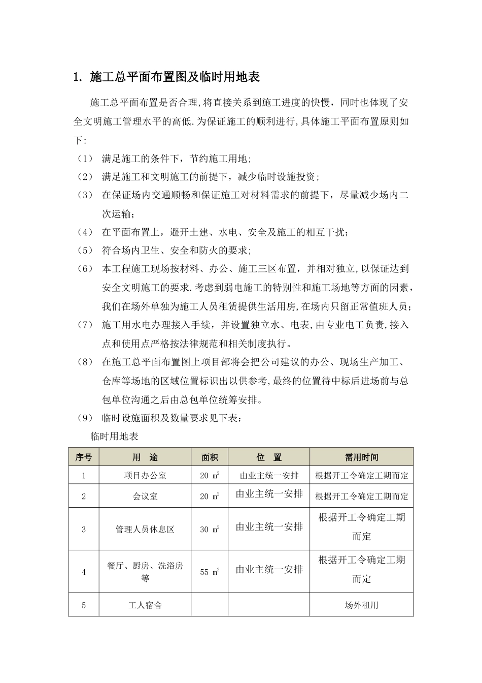 施工总平面布置图及临时用地表_第1页