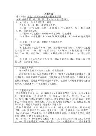 施工日志填写样本