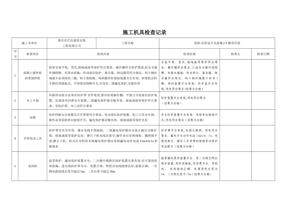 施工机具检查记录表_第1页