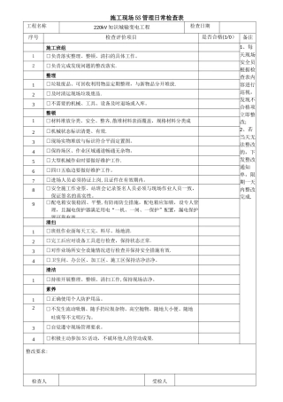 施工现场-5S管理日常检查表
